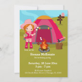 Invitation Fille d'anniversaire de camping (Devant)