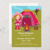 Invitation Fille d'anniversaire de camping (Devant / Derrière)