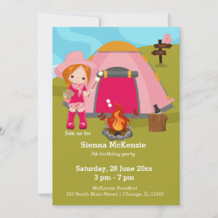 Invitation Fille d'anniversaire de camping