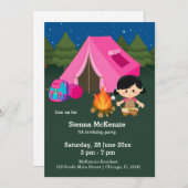 Invitation Fille d'anniversaire de camping (Devant / Derrière)