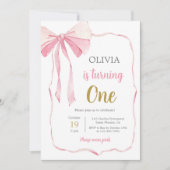 Invitation Fille d'anniversaire de la Bow rose (Devant)