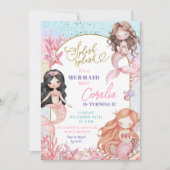 Invitation Fille d'Anniversaire de la mer rose éclaboussure (Devant)