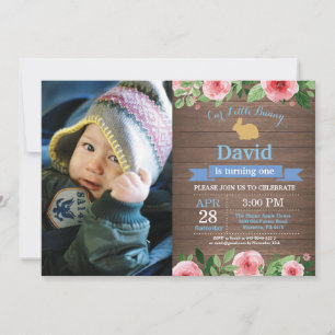 Invitation Fille d'anniversaire de lapin Œuf de Pâques 1er Pr