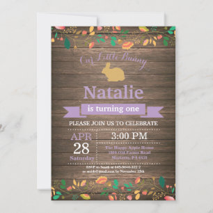 Invitation Fille d'anniversaire de lapin Œuf de Pâques 1er Pr