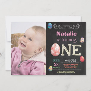 Invitation Fille d'anniversaire de Pâques Œuf de Pâques 1er a