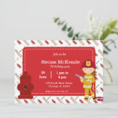Invitation Fille d'anniversaire de pompier (Debout devant)