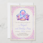 Invitation Fille d'anniversaire du conte de fées rose (Devant)