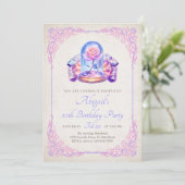 Invitation Fille d'anniversaire du conte de fées rose (Debout devant)