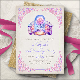 Invitation Fille d'anniversaire du conte de fées rose