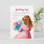 Invitation Fille d'anniversaire en rose (Debout devant)
