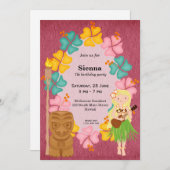 Invitation Fille d'anniversaire Hawaii (Devant / Derrière)