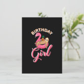 Invitation Fille d'anniversaire paresseux flamant rose pineap (Debout devant)
