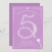 Invitation Fille d'anniversaire princesse de cinq ans (Devant / Derrière)