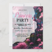 Invitation Fille d'anniversaire princière rose violet rose (Devant)