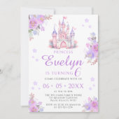 Invitation Fille d'anniversaire princière rose violet rose (Devant)