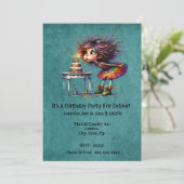 Invitation Fille d'anniversaire soufflant des bougies (Debout devant)