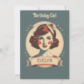 Invitation Fille d'anniversaire vintage (Devant)