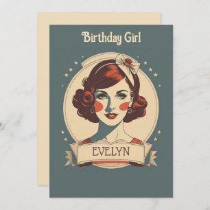 Invitation Fille d'anniversaire vintage