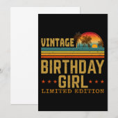 Invitation fille d'anniversaire vintage édition limitée (Devant / Derrière)