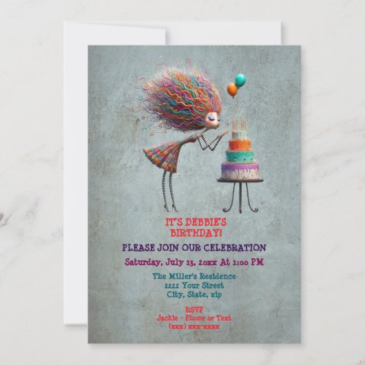 Invitation Fille d'anniversaire Whimsical à la mode (Devant)