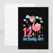 Invitation Fille de 12 ans Anniversaire Flamant 12 Ans Tropic (Devant / Derrière)