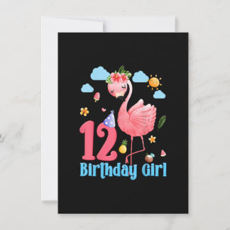Invitation Fille de 12 ans Anniversaire Flamant Rose 12 Ans T