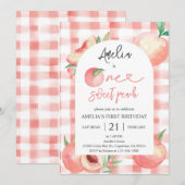 Invitation Fille de 1 an Peach (Devant / Derrière)