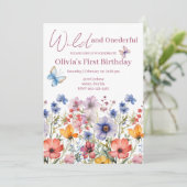 Invitation Fille de 1 an Sauvage et Merveilleuse (Debout devant)