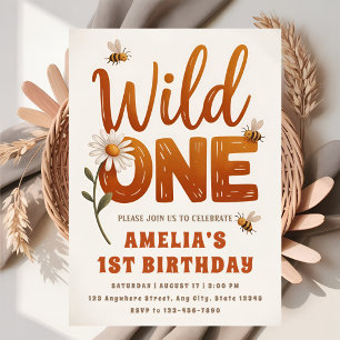 Invitation Fille de 1 an sur la photo de Wild One Daisy