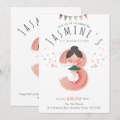 Invitation Fille de 3 ans Ballerine Rose (Devant / Derrière)