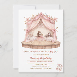 Invitation Fille de 5 ans danse et tournoie de ballerine