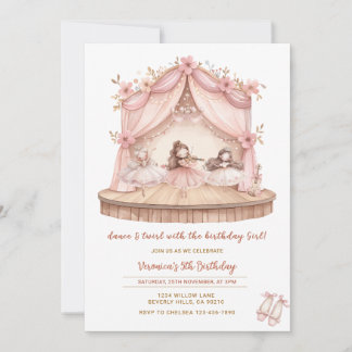 Invitation Fille de 5 ans danse et tournoie de ballerine