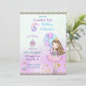 Invitation Fille de 6 ans Cupcake Ballons Princesse (Debout devant)