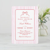 Invitation Fille de Baby shower blanc et rose (Debout devant)