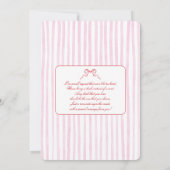 Invitation Fille de Baby shower blanc et rose (Dos)