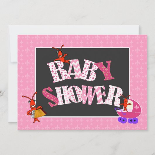 Invitation Fille de baby shower de Patchwork Fleur de Lis (Devant)