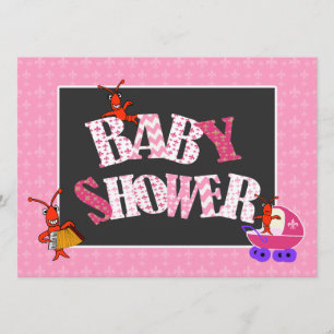 Invitation Fille de baby shower de Patchwork Fleur de Lis