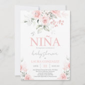 Invitation Fille de Baby shower espagnole rose pâle (Devant)