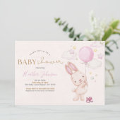 Invitation Fille de Baby Shower Lapin (Debout devant)