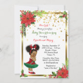 Invitation FILLE de baby shower, Noël, blanc et gold_Ebony (Devant)