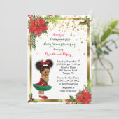 Invitation FILLE de baby shower, Noël, blanc et gold_Ebony (Debout devant)