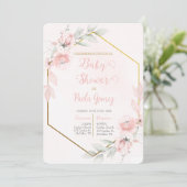 Invitation Fille de Baby shower rose pâle (Debout devant)