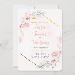 Invitation Fille de Baby shower rose pâle