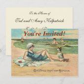 Invitation Fille de bain de plage victorienne Vacances d'été (Devant / Derrière)