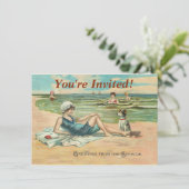 Invitation Fille de bain de plage victorienne Vacances d'été (Debout devant)