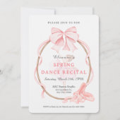Invitation Fille de ballet au ruban rose, spectacle de danse (Devant)