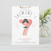Invitation Fille de ballet rose pastel 7e anniversaire (Debout devant)