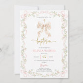 Invitation Fille de baptême à l'arc rose (Devant)