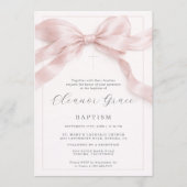 Invitation Fille de baptême à l'arc rose coquette (Devant)
