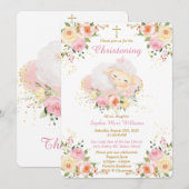 Invitation Fille de baptême agneau personnalisée (Devant / Derrière)